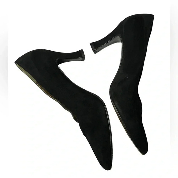 Stuart Weitzman Contemporary Black Suede Heels Size 7 Office Career - Picture 6 of 11